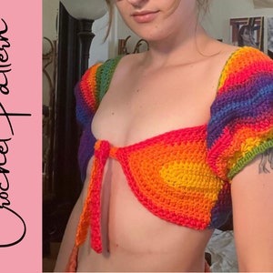 The Wild Thoughts Bralette Top PATTERN crop top Beginner Crochet Pattern All Sizes image 7