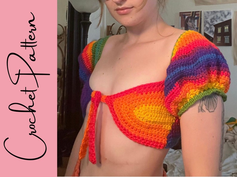 The Wild Thoughts Bralette Top PATTERN crop top Beginner Crochet Pattern All Sizes image 7