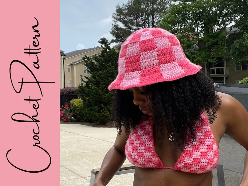 Easy Crochet Checkered Bucket Hat Pattern Etsy