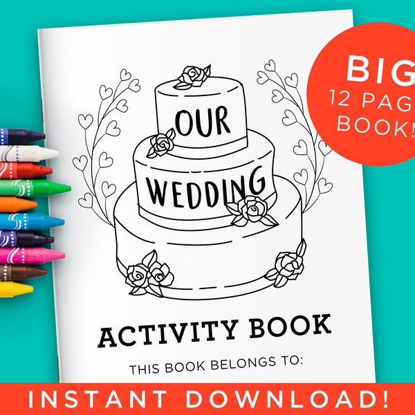 BIG Wedding Activity Coloring Book for Kids - Instant Download DIY Digital Files (PDF)