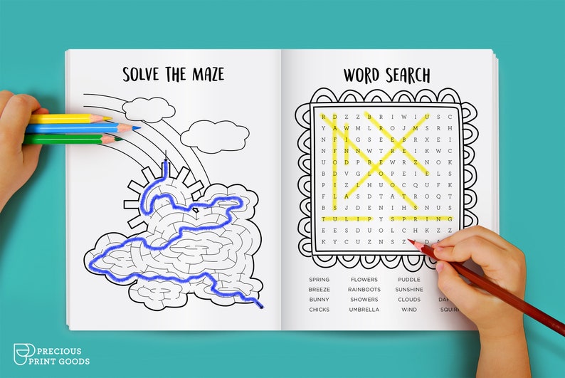 Spring Activity Coloring Book for Kids - Digital Files Instant Download ...