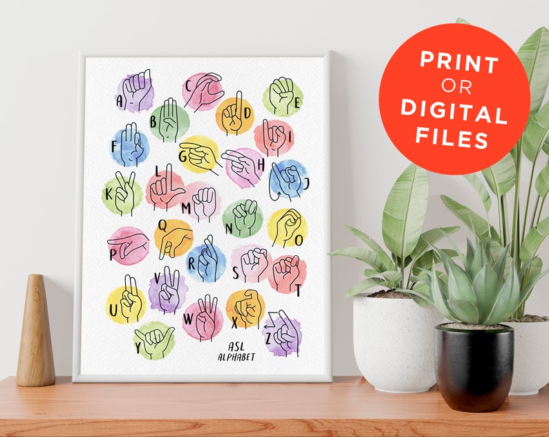 Asl alphabet poster for classrooms and kids printed poster etsy