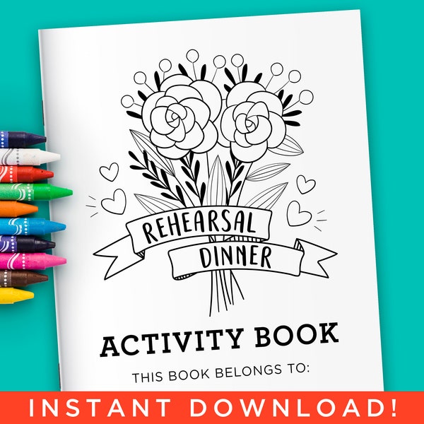 Rehearsal Dinner Activity Coloring Book for Kids - Digital Files Instant Download (PDF)