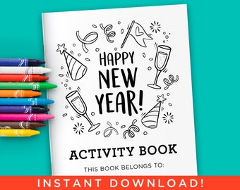 New Years Activity Coloring Book for Kids - Digital Files Instant Download (PDF)