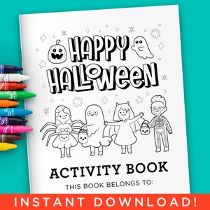 Halloween Activity Coloring Book for Kids - Digital Files Instant Download (PDF)