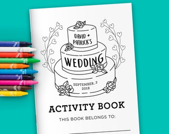 Personalized Wedding Activity Coloring Book for Kids - Printed Books or DIY Digital Files (PDF)