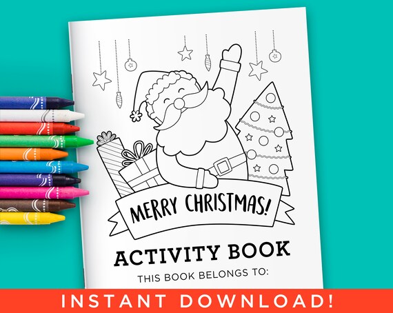 Merry Christmas Activity Coloring Book for Kids Digital | Etsy