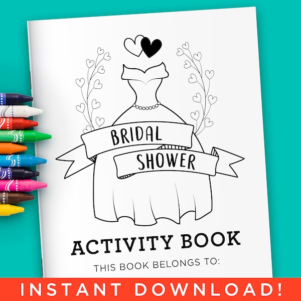 Bridal Shower Activity Coloring Book for Kids - Digital Files Instant Download (PDF)