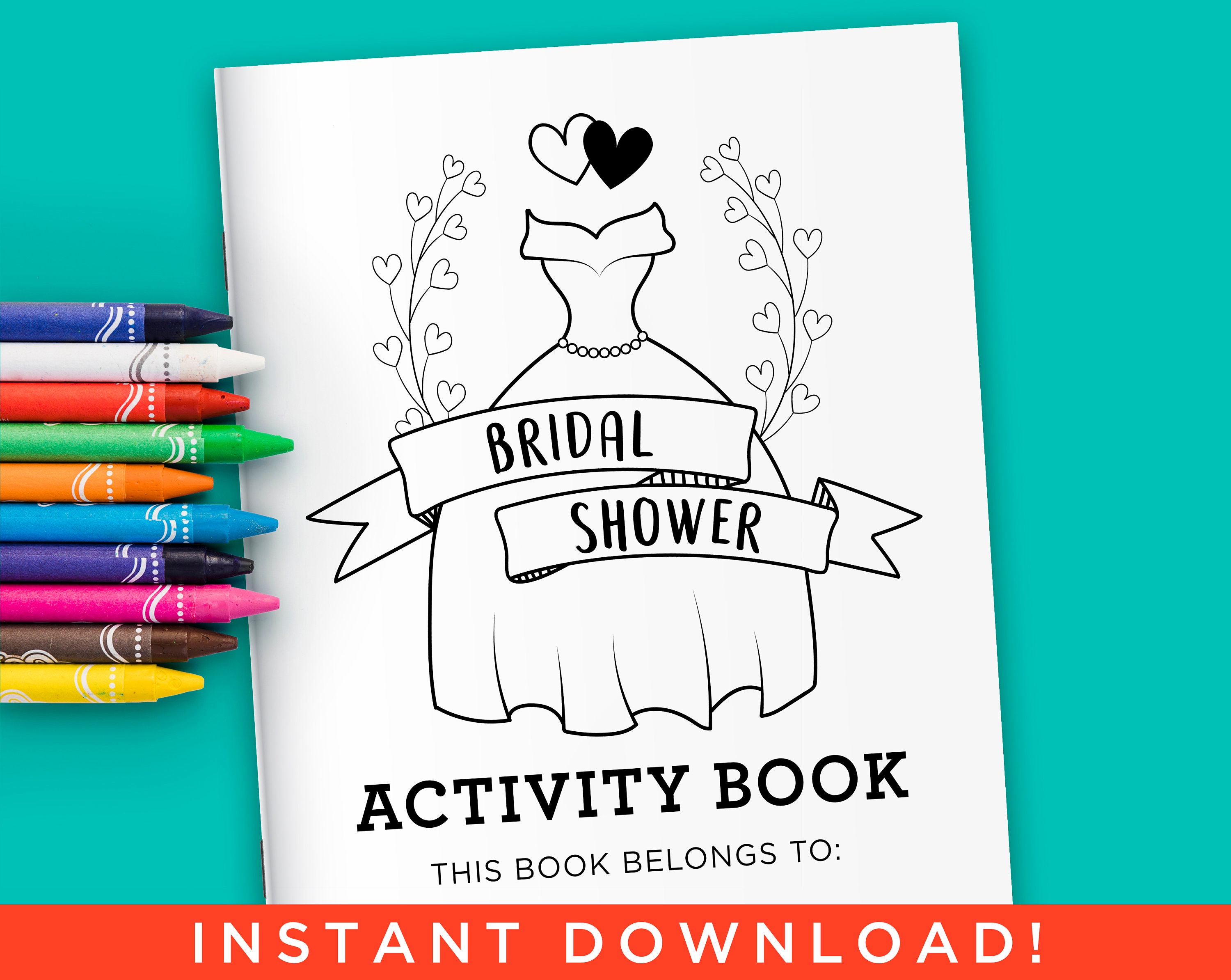 Bridal Shower Activity Coloring Book for Kids - Digital Files Instant Download (PDF)