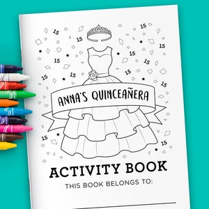 Personalized Feliz Quinceañera Activity Coloring Book for Kids - Printed Books or DIY Digital Files (PDF)