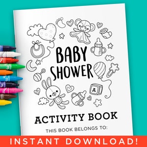 Baby Shower Activity Coloring Book for Kids - Instant Download DIY Digital Files (PDF)