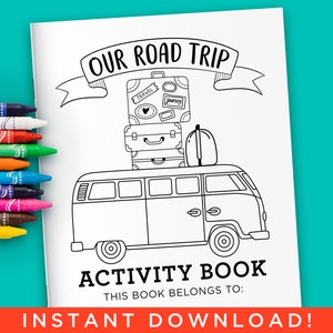 Road Trip Travel Activity Coloring Book for Kids - Digital Files Instant Download (PDF)