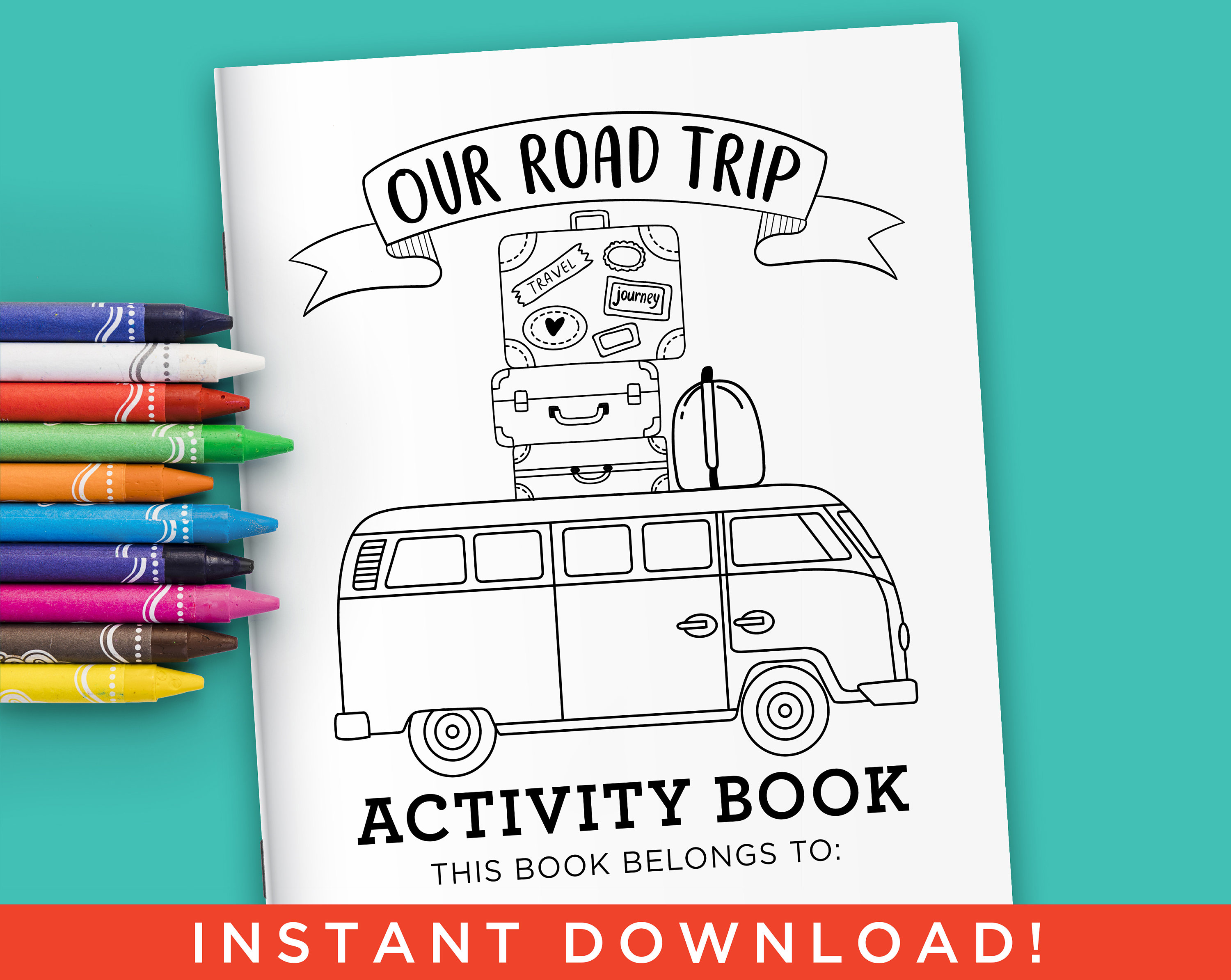 Road Trip Travel Activity Coloring Book for Kids - Digital Files ...