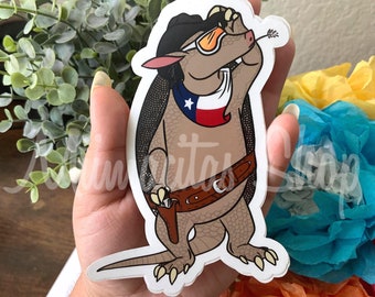 Texas Armadillo Vinyl Decal Sticker - 6 Inch Matte White Animal Design For Cars, Laptops & Walls