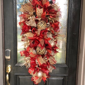 Leopard Christmas swag, leopard Christmas, Christmas door decor, Leopard door decor, Leopard holiday decor, leopard swag