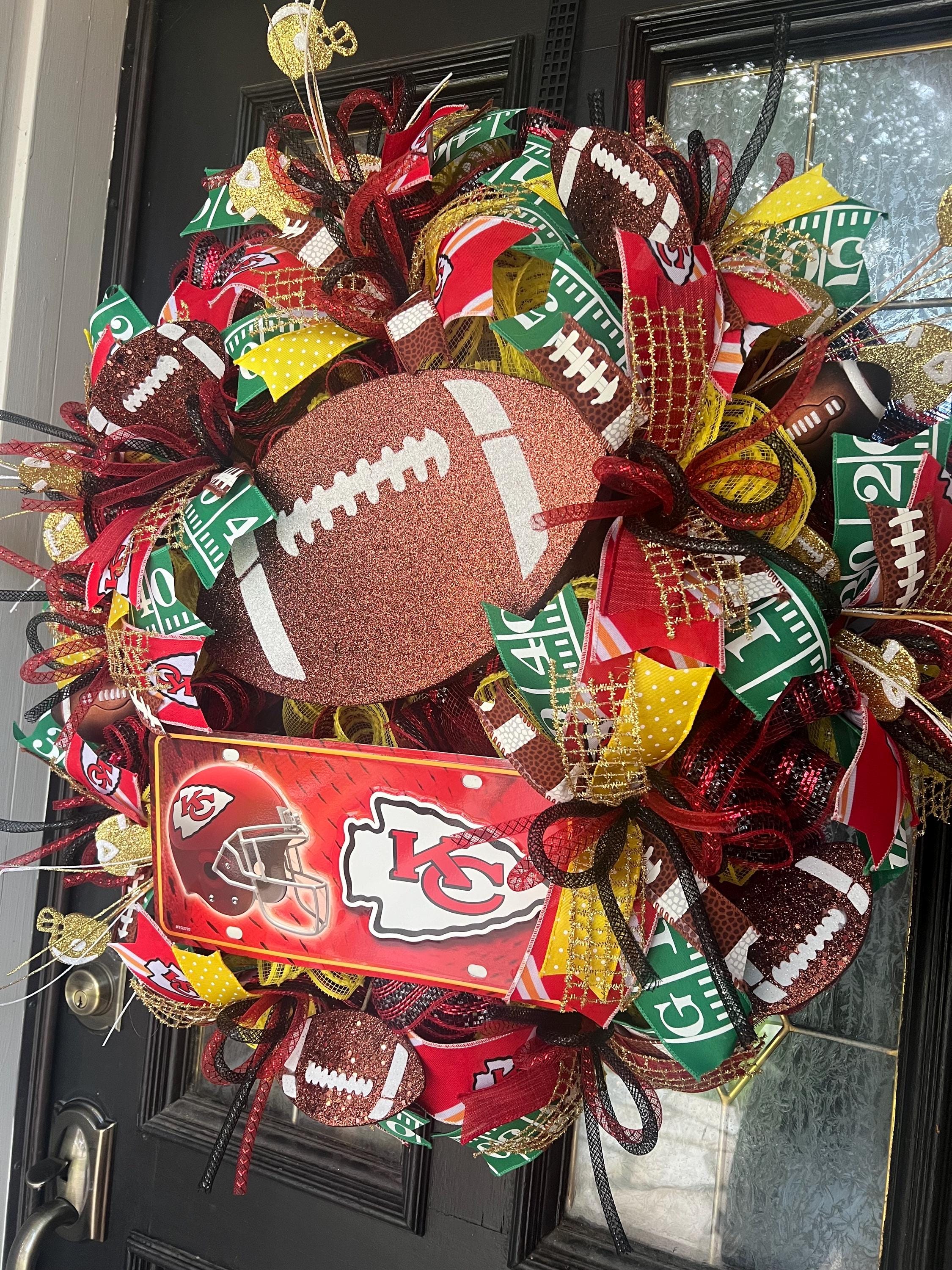 Chiefs Football Door Wreath: Kansas City Chiefs Decor - Etsy
