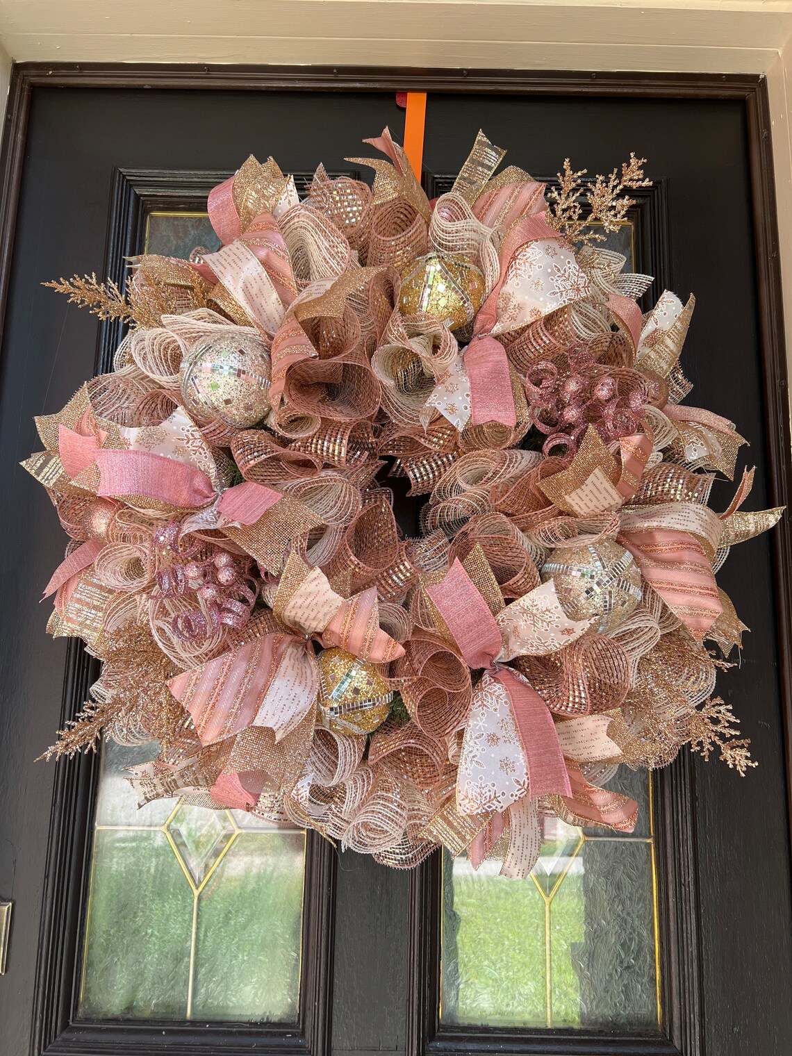 Rose Gold Wreath Elegant Door Wreath Rose Gold Christmas Etsy