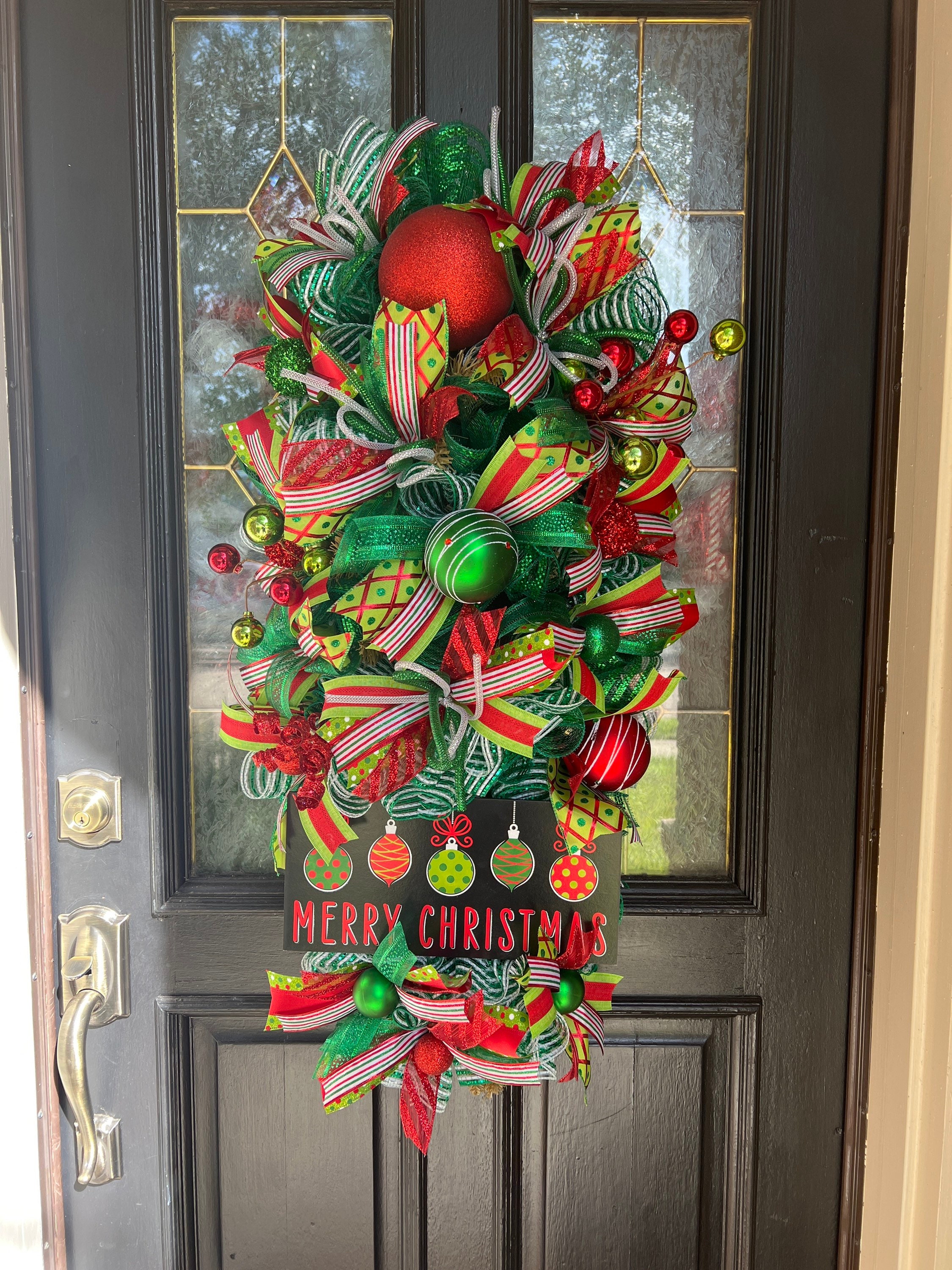 Traditional Christmas Door Swag: Colorful Holiday Decor - Etsy