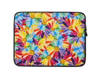 Laptop Sleeve 13 15 Inch – Flower Blossom Padded Protective Case, Fits All Brands