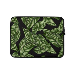 Laptop Sleeve 13 15 Inch -Green Noir Design Padded Protective Case, Fits All Brands