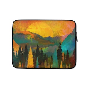 Watercolor Landscape Laptop Sleeve: Padded Neoprene Protective Case