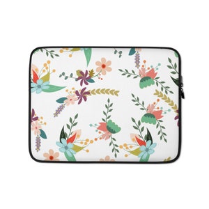 Laptop Sleeve 13 and 15 Inch - Artsy Floral Padded Protective Case, Fits All Brands