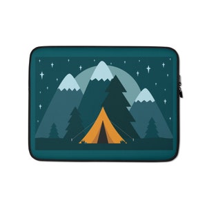 Laptop Sleeve 13 15 Inch - Camping Design Padded Protective Case, Fits All Brands