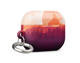 Artsy Landscape AirPods Case: Durable Protective Cover with Carabiner