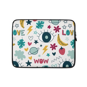Laptop Sleeve 13 15 Inch - Doodle Design Padded Protective Case, Fits All Brands
