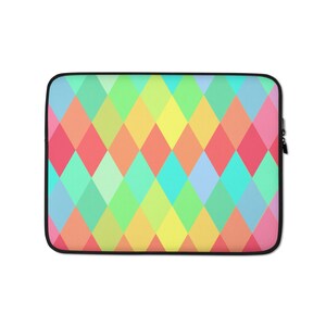 Laptop Sleeve 13 and 15 Inch - Colorful Chevrons Padded Protective Case, Fits All Brands