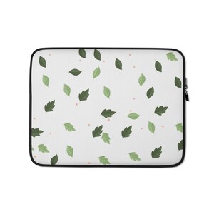 Laptop Sleeve 13 15 Inch - Artsy Green Leafs Padded Protective Case, Fits All Brands