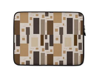 Laptop Sleeve 13 and 15 Inch - Gold Orange Geometric Padded Protective Case, Fits All Brands
