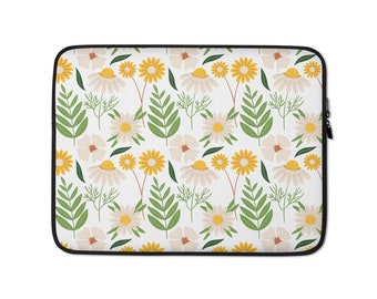 Laptop Sleeve 13 15 Inch - Floral Artsy Padded Protective Case, Fits All Brands