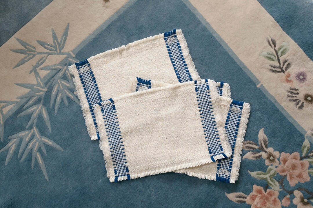 Vintage Blue and White Placemats / Washable Fabric Placemat / Etsy