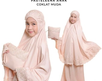 Muslim Kid Long Scarf Islamic Prayer Hijab Pastalena Overhead Salah Khimar Set