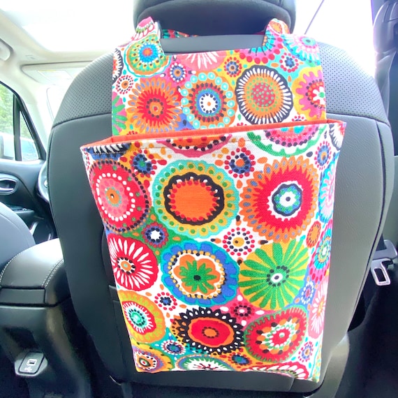 Car Trash Bag, Waterproof Canvas Lining, Cotton Canvas Exterior, Hook and Loop Closure, Head Rest Attachment, Car Organization, Garbage Bag