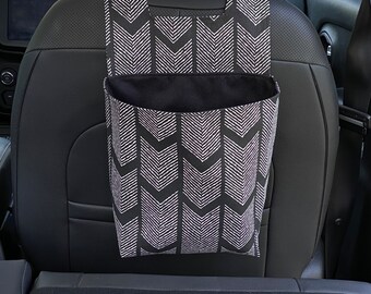 Car Trash Bag, Waterproof Canvas Lining, Cotton Canvas Exterior, Hook and Loop Closure, Head Rest Attachment, Car Organization, Garbage Bag
