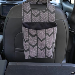 Car Trash Bag, Waterproof Canvas Lining, Cotton Canvas Exterior, Hook and Loop Closure, Head Rest Attachment, Car Organization, Garbage Bag