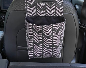 Car Trash Bag, Waterproof Canvas Lining, Cotton Canvas Exterior, Hook and Loop Closure, Head Rest Attachment, Car Organization, Garbage Bag