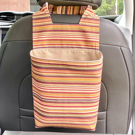 Car Trash Bag, Waterproof Canvas Lining, Cotton Canvas Exterior, Hook and Loop Closure, Head Rest Attachment, Car Organization, Garbage Bag