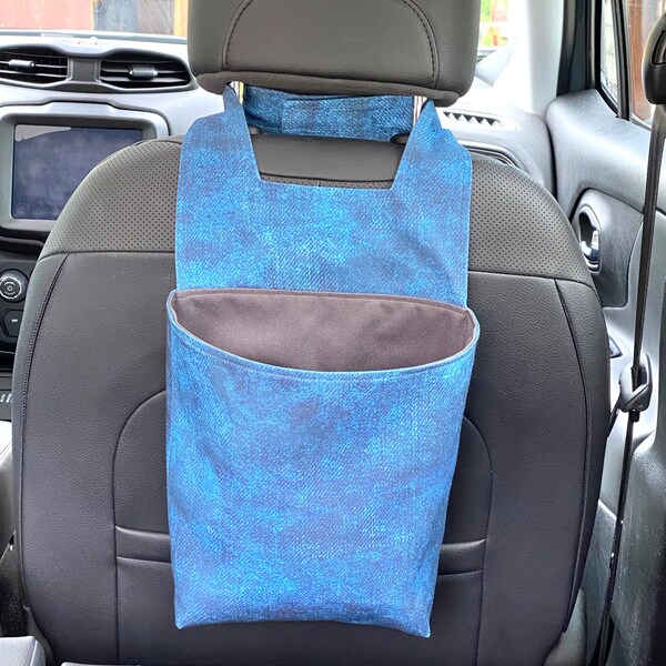 Car Trash Bag, Waterproof Canvas Lining, Cotton Canvas Exterior, Hook and Loop Closure, Head Rest Attachment, Car Organization, Garbage Bag