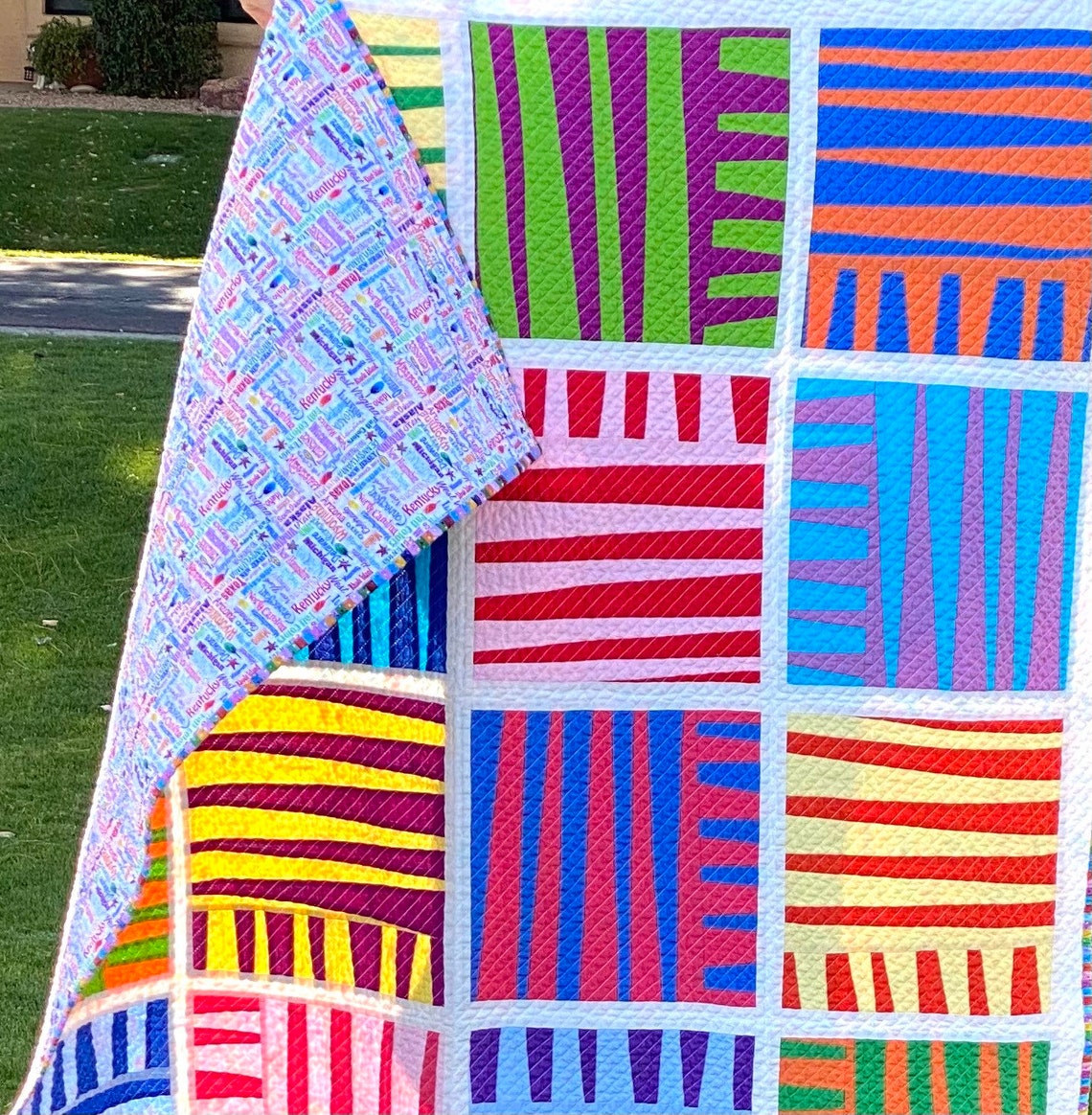 Quilted Throw 100 MultiColored Cotton Fabric Handmade Etsy
