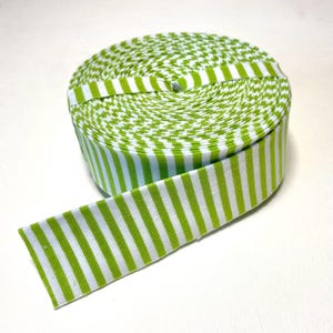 QUILT BINDING, Spring Green and White 1/8” Stripe, 100% Cotton Fabric - 5, 7, 9 or 11 Yard premade cross grain roll