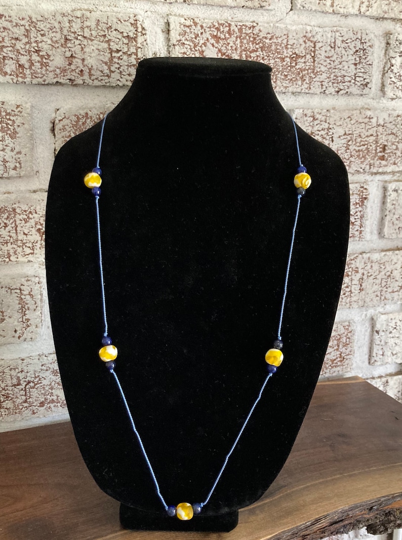 Sunflower Yellow and Lapis Necklace