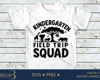 Jardin d'enfants escouade scolaire SVG PNG : conception de chemise animaux de safari