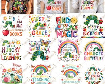 Caterpillar Teacher PNG Bundle: Growth Mindset Classroom Designs (Digital Download)
