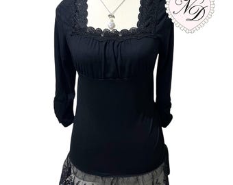 Axes Femme Black Lace Milkmaid Top #2