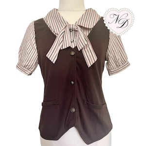 Axes Femme Brown Faux Vest Blouse
