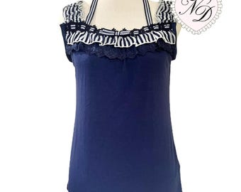 Axes Femme Navy Striped Tank Top