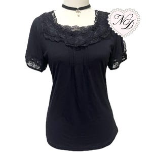 Axes Femme Ruffle Black Blouse Top